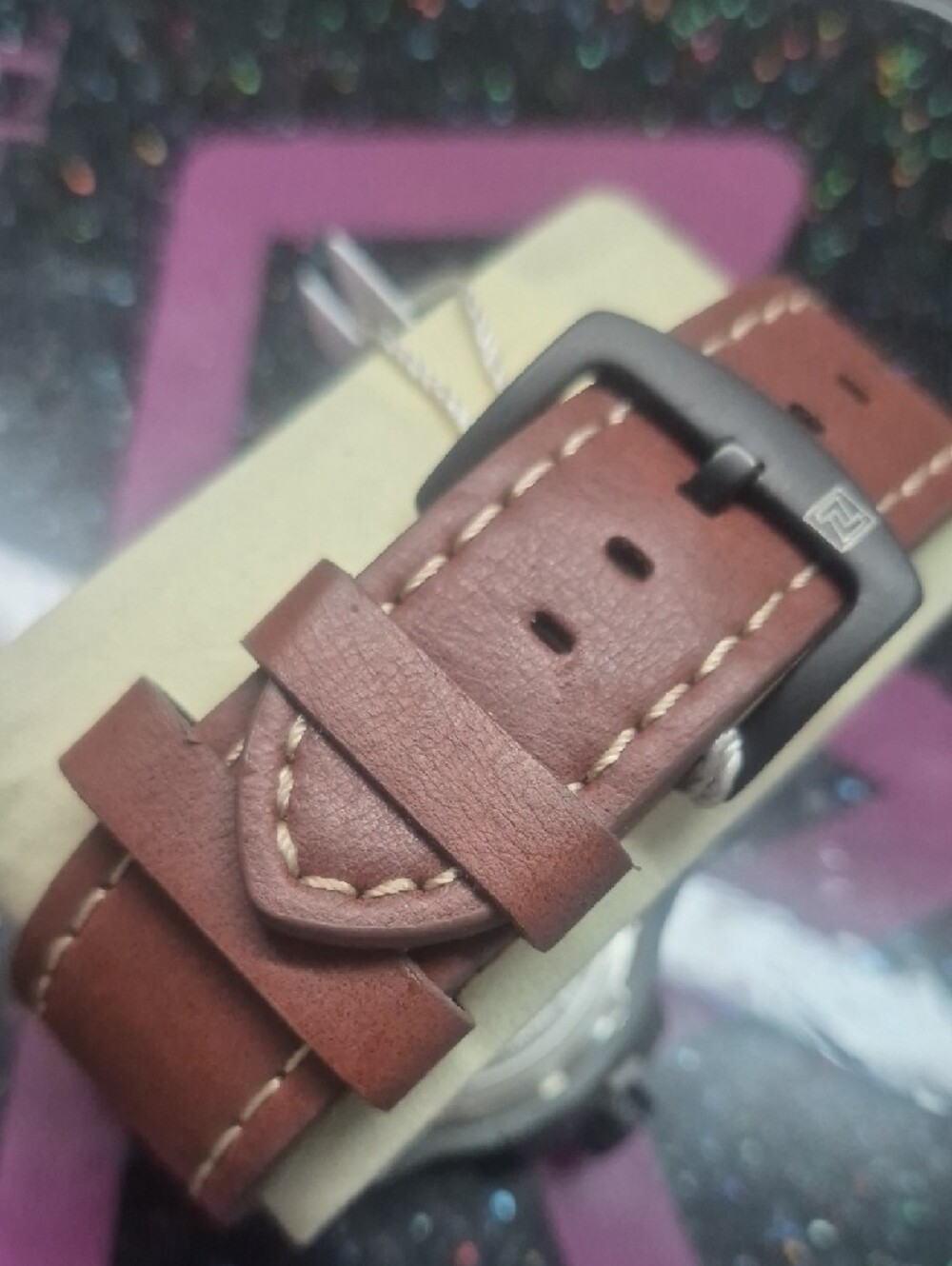 Black Dial Watch with Brown Leather Strap - Picture 5 of 5